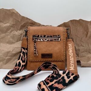 Montana West Tan Crossbody Bag with Leopard Print Strap